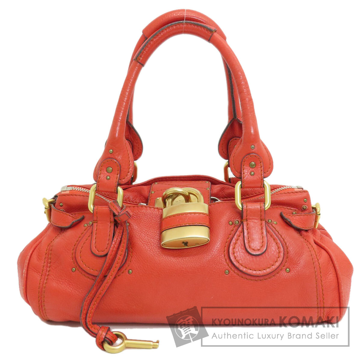 希少 Chloe パディントン ハンドバッグ南京錠 バーガンディ レザー 極美品》 Chloe パディントン 南京錠 レザー ハンドバッグ 鍵付