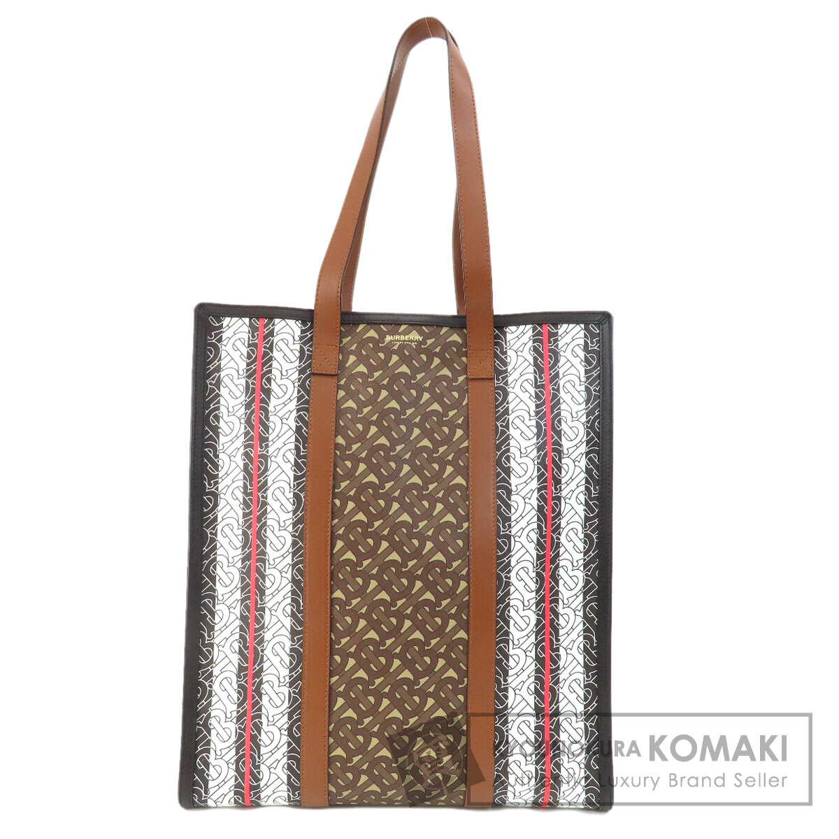 ☆【BURBERRY】☆モノグラムストライプE-キャンバストート☆ BURBERRY バーバリー ロゴ ストライプ トートバッグ PVC ユニ