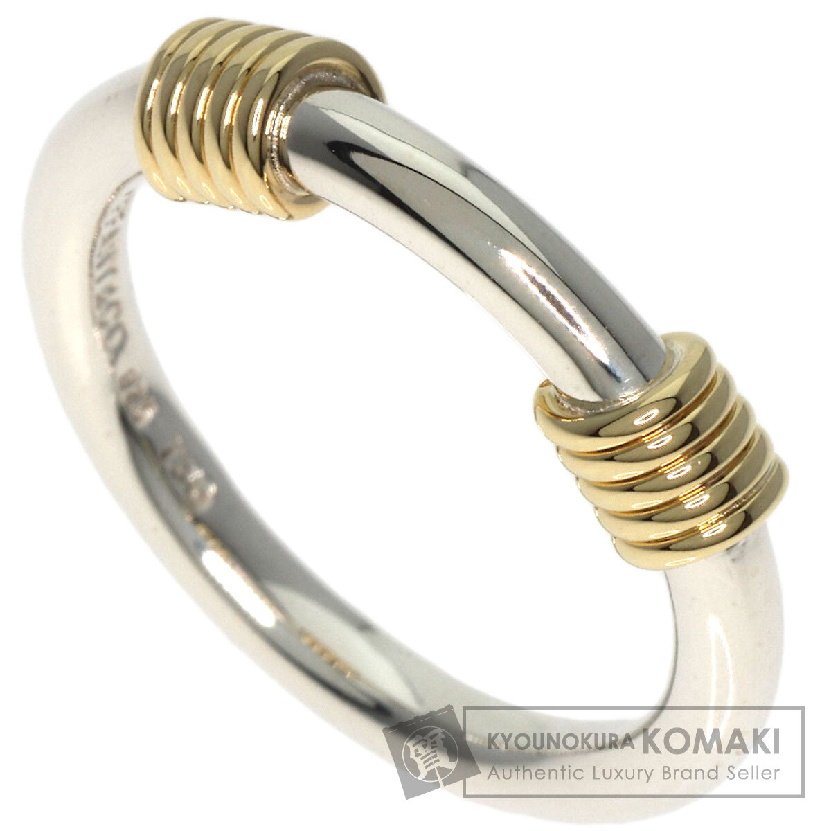 Tiffany & Co. 925/750 シルバー ワイヤーコイル バングル ティファニー コイル・オープンバングル ブレスレット 18KYG