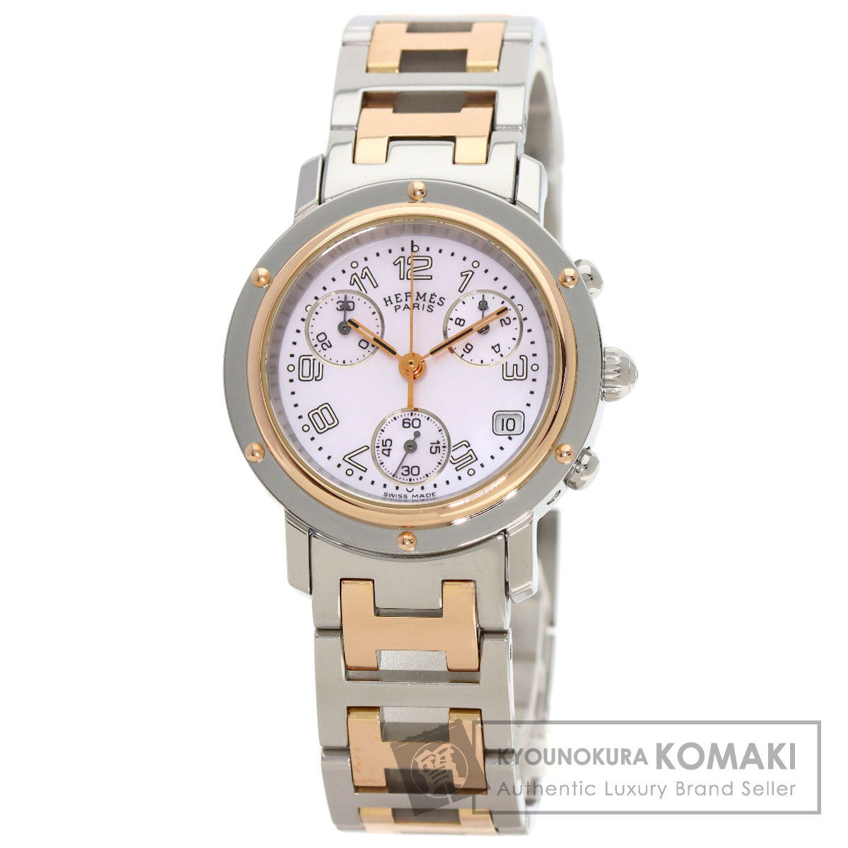 HERMES エルメス CL1.910 クリッパー クロノグラフ 腕時計