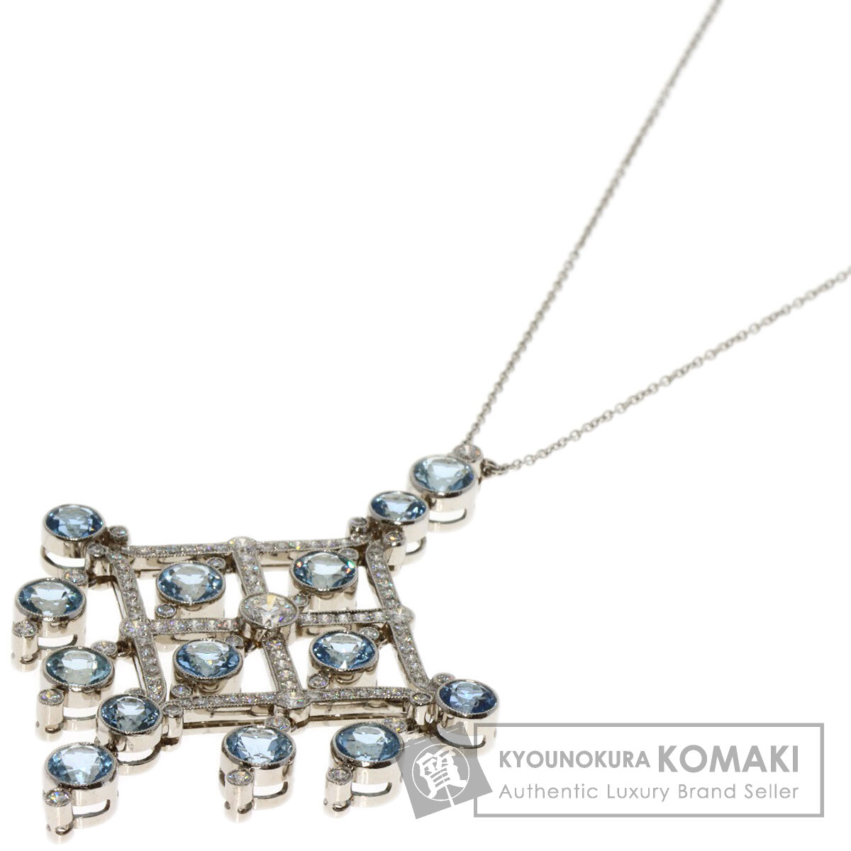 ティファニー ネックレス アクアマリン ダイヤモンド アールデコ 