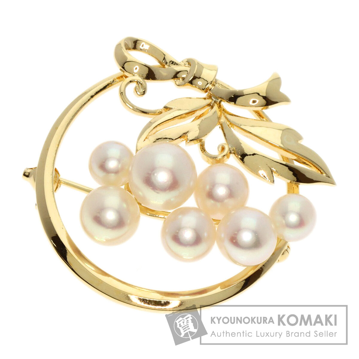 MIKIMOTO ミキモト アコヤパール 真珠 ブローチ K14イエロー