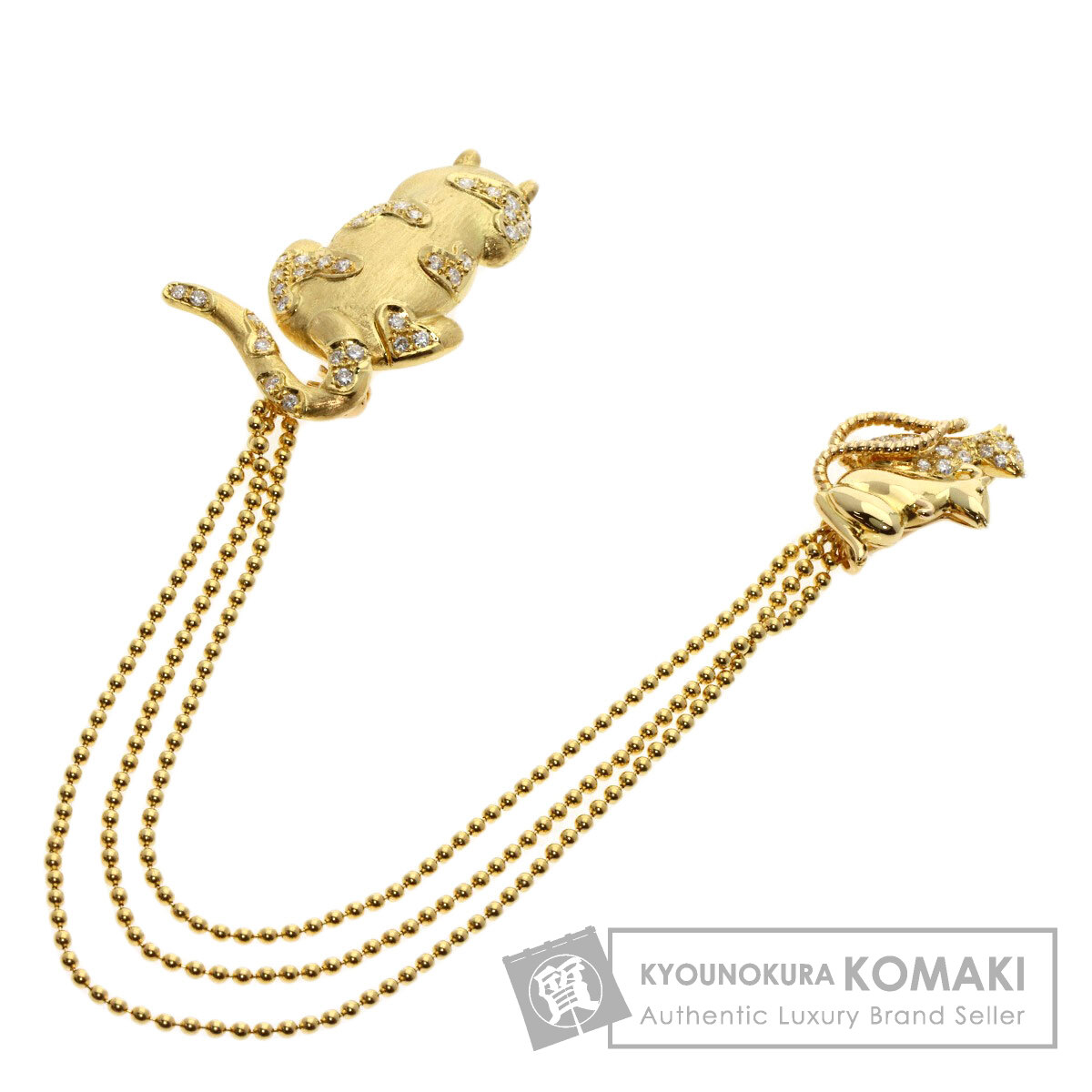 セレクトジュエリー ブローチ ネコ ネズミモチーフ ダイヤモンド