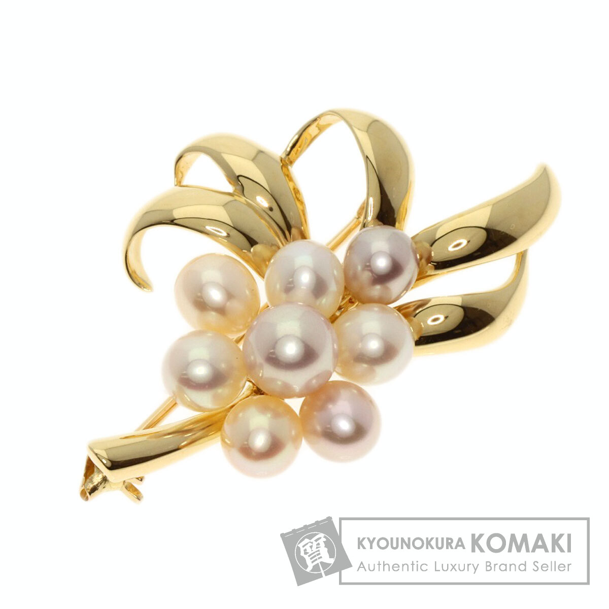 MIKIMOTO ミキモト パール 真珠 ブローチ K18イエローゴールド
