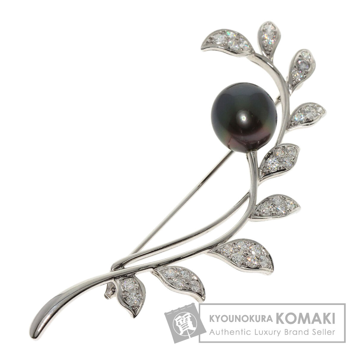 MIKIMOTO ミキモト ブラックパール 真珠 ダイヤモンド ブローチ K18