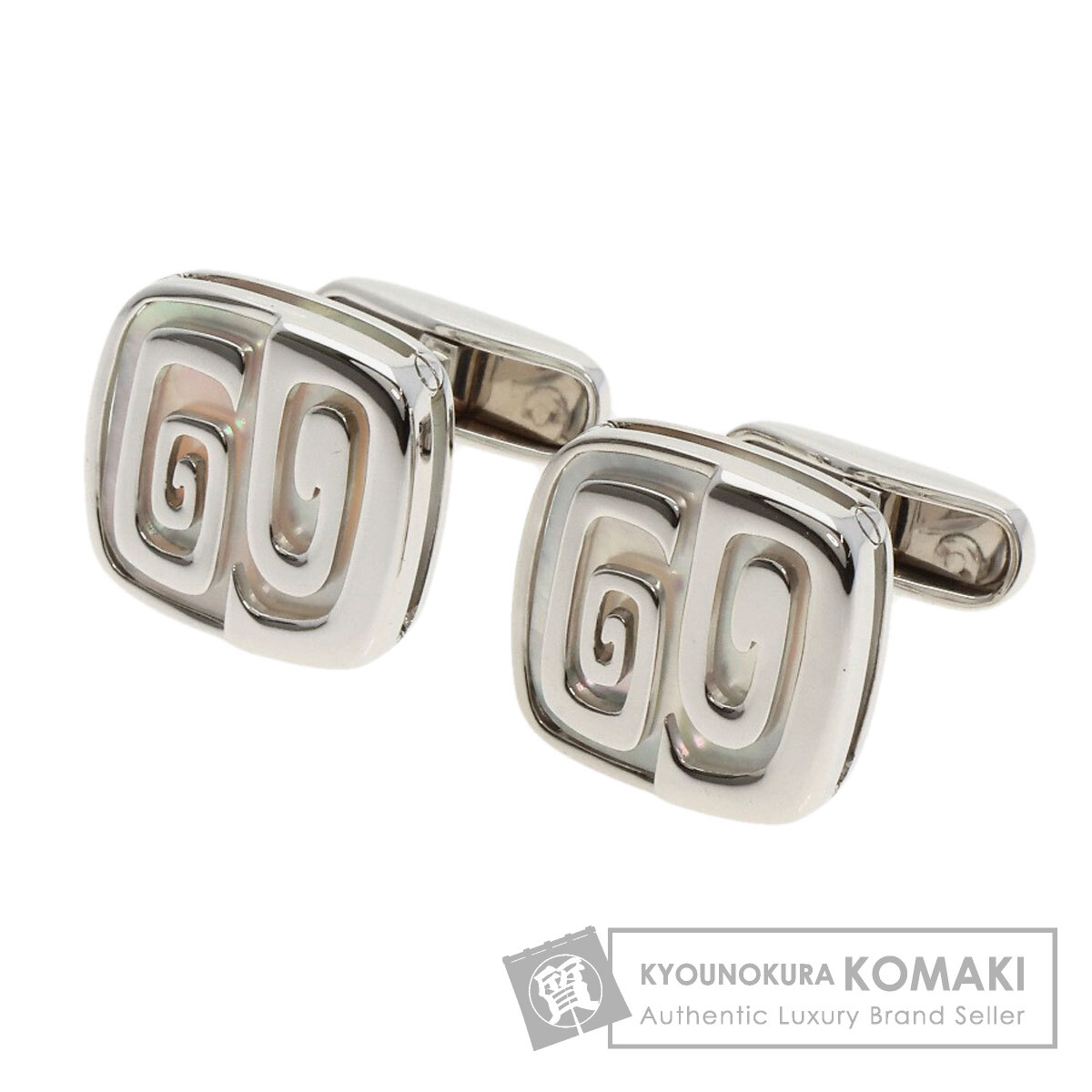 BVLGARI ブルガリ シェル カフス K18ホワイトゴールド メンズ [中古