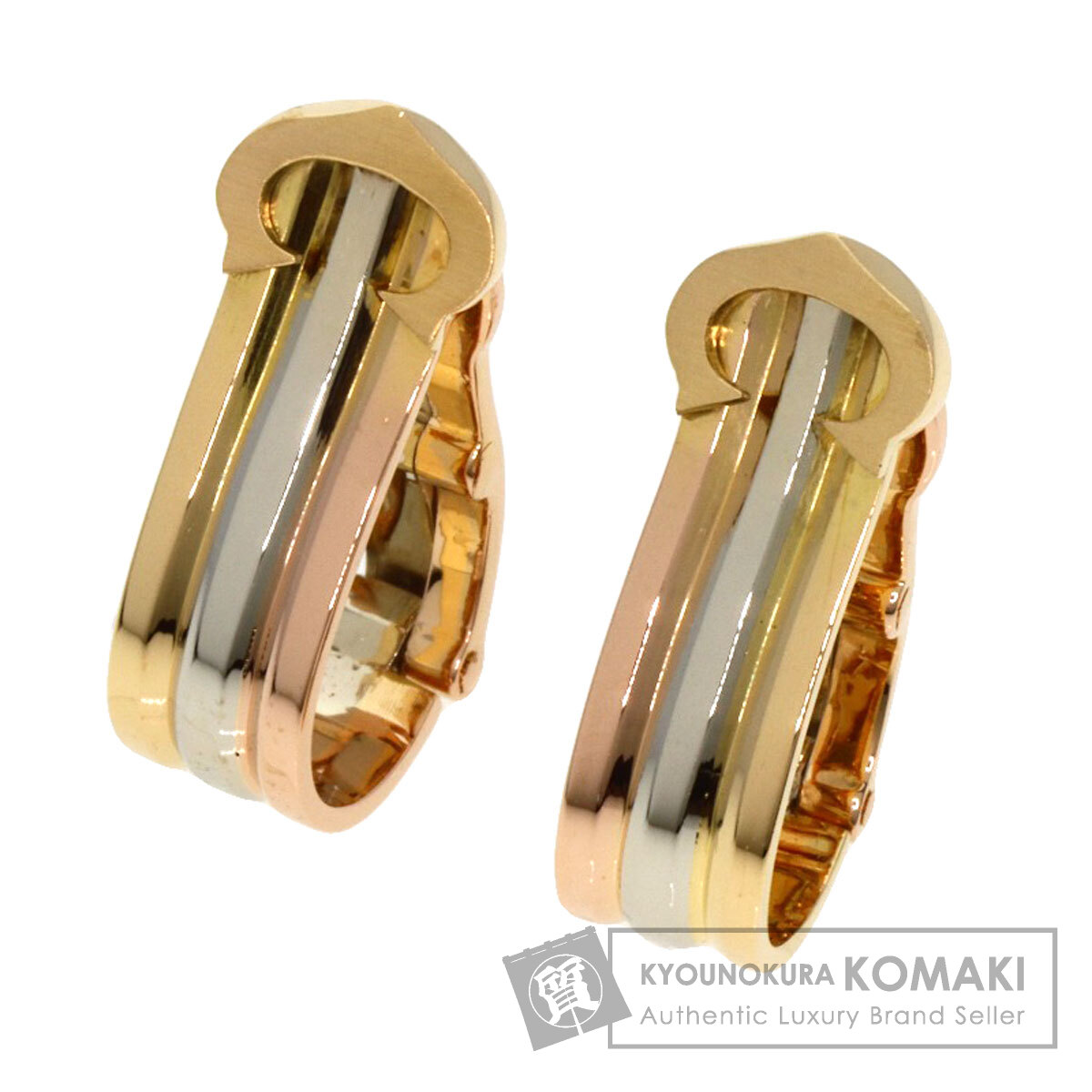 CARTIER カルティエ 2C スリーカラー イヤリング K18ホワイト