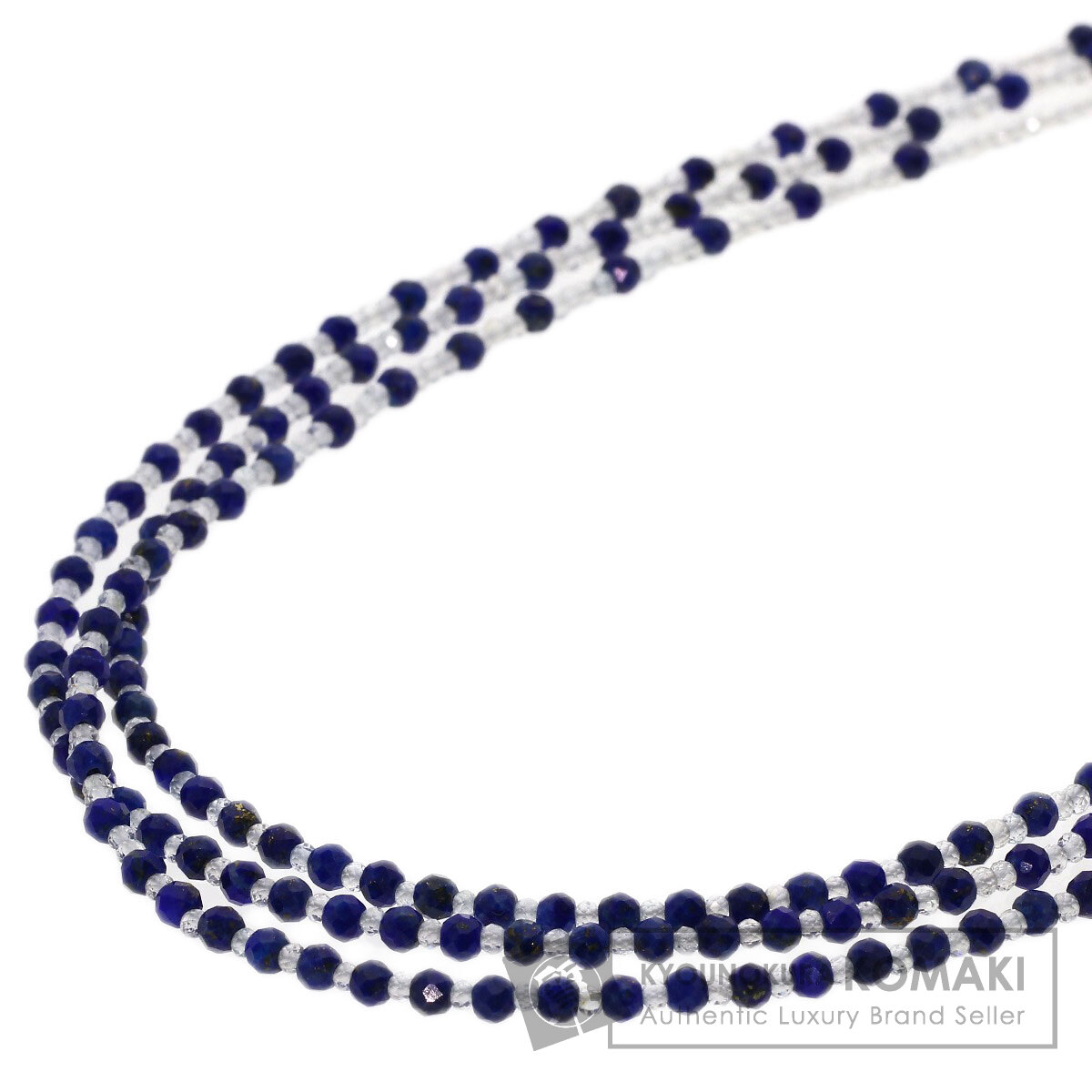 水晶 クリスタル ラピスラズリ 3連 ネックレス シルバー 19.1g