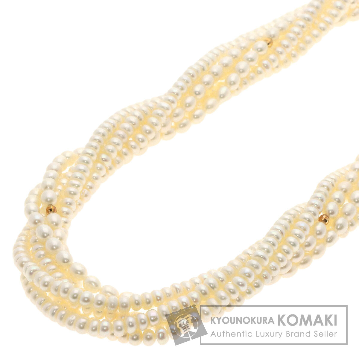 淡水パール 真珠 6連 ネックレス シルバー/K18YG 131.7g