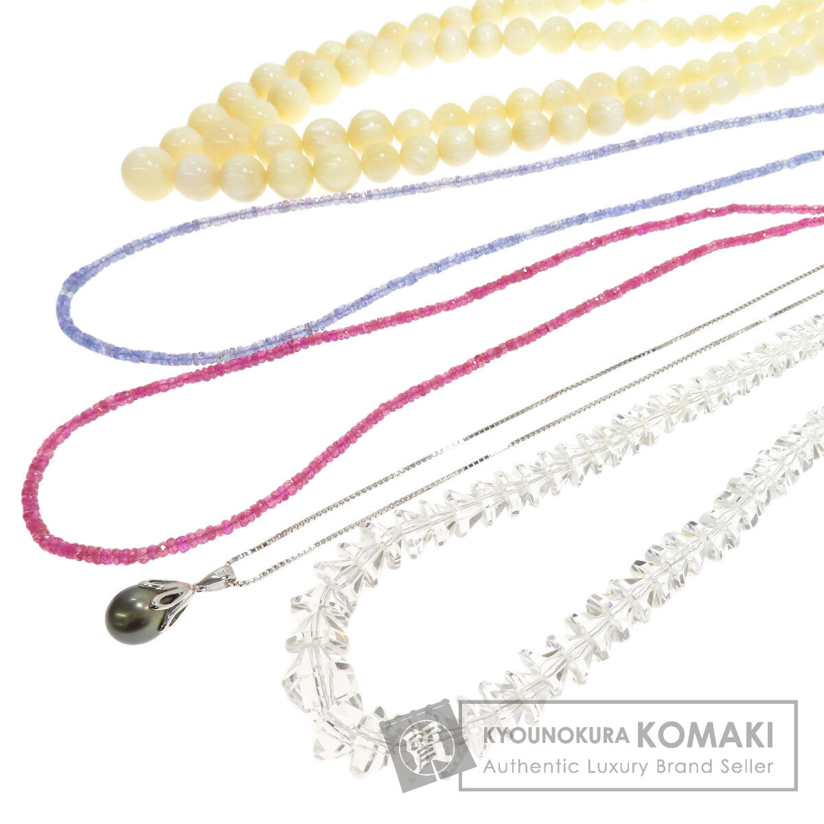 水晶 天然石 ネックレス5点セット ネックレス シルバー 34.3g