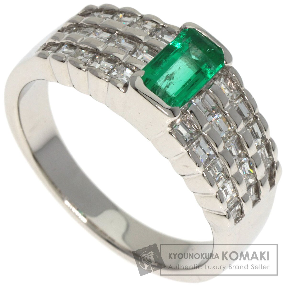 【数量は多】 0.74ct エメラルド ダイヤモンド リング・指輪 プラチナPT900 アクセサリー