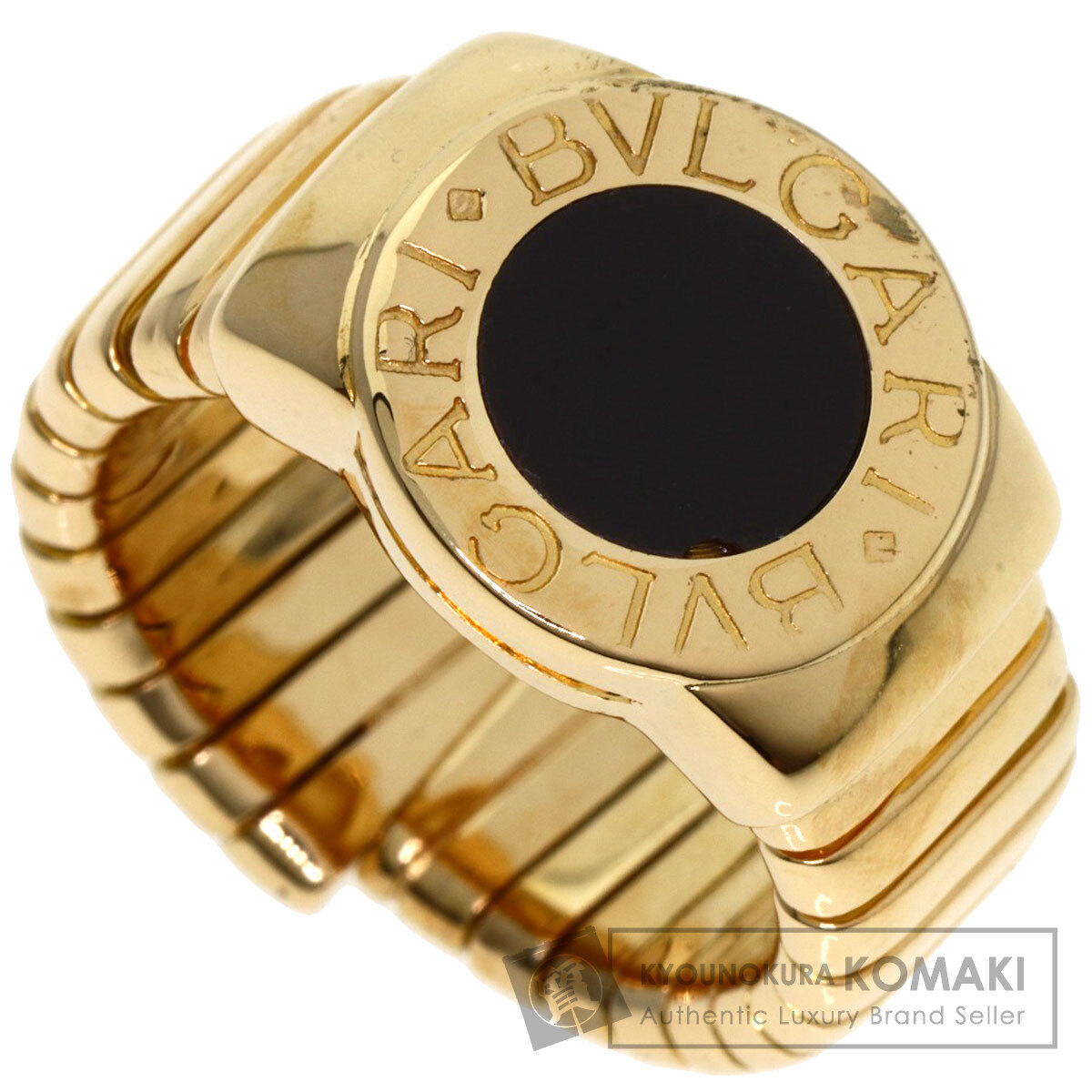 Q2655 ブルガリ #50.5 10号 オニキス トゥボガスリング　指輪 BVLGARI ブルガリ トゥボガス オニキス リング・指輪 K18イエロー