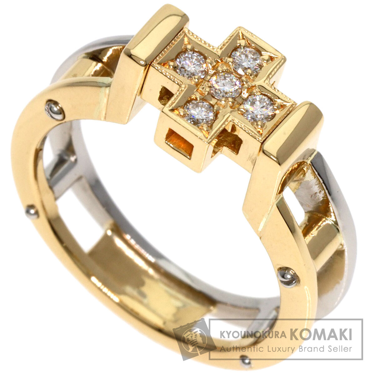 0.177ct ダイヤモンド クロスモチーフ リング・指輪 K18イエロー