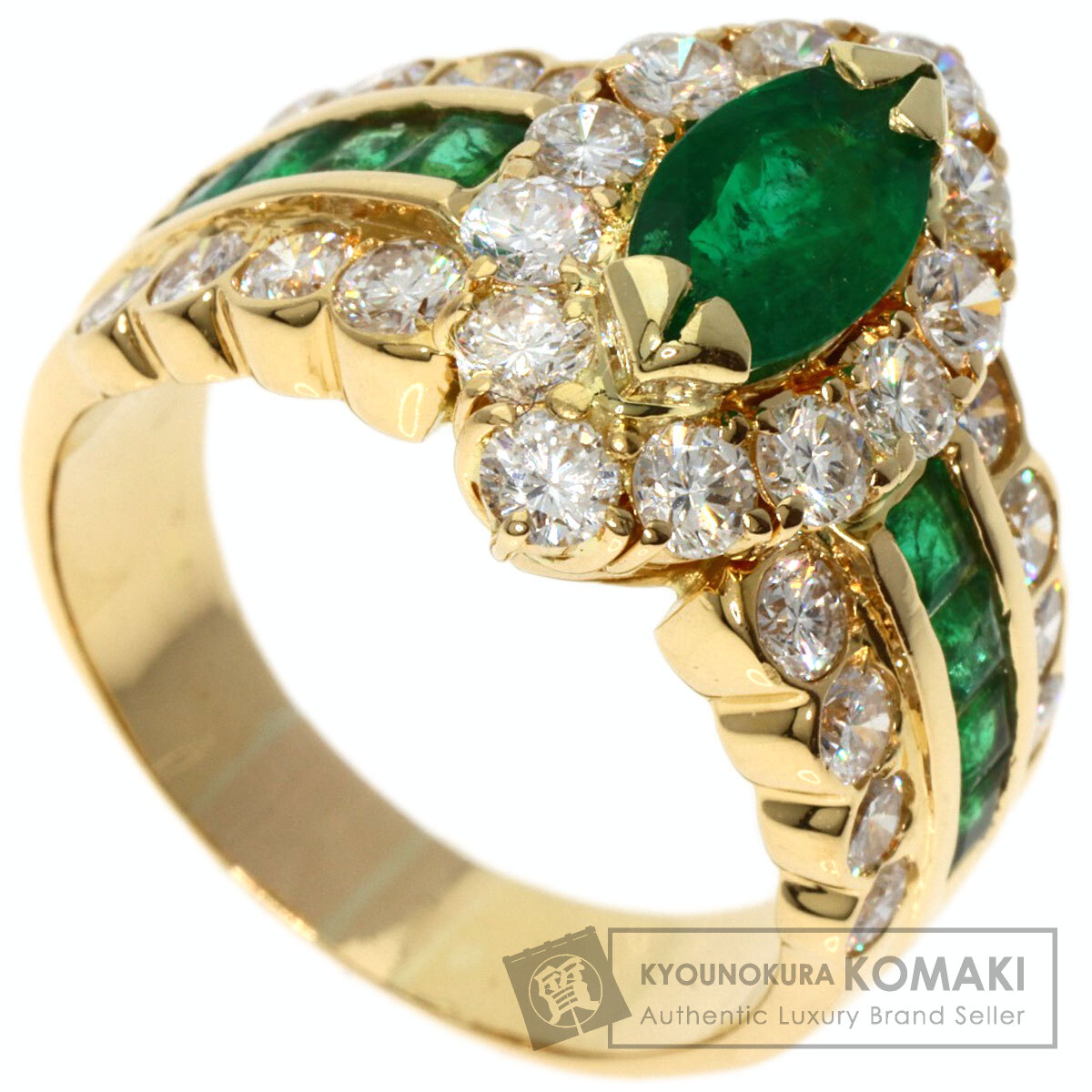 0.93ct エメラルド ダイヤモンド リング・指輪 K18イエロー