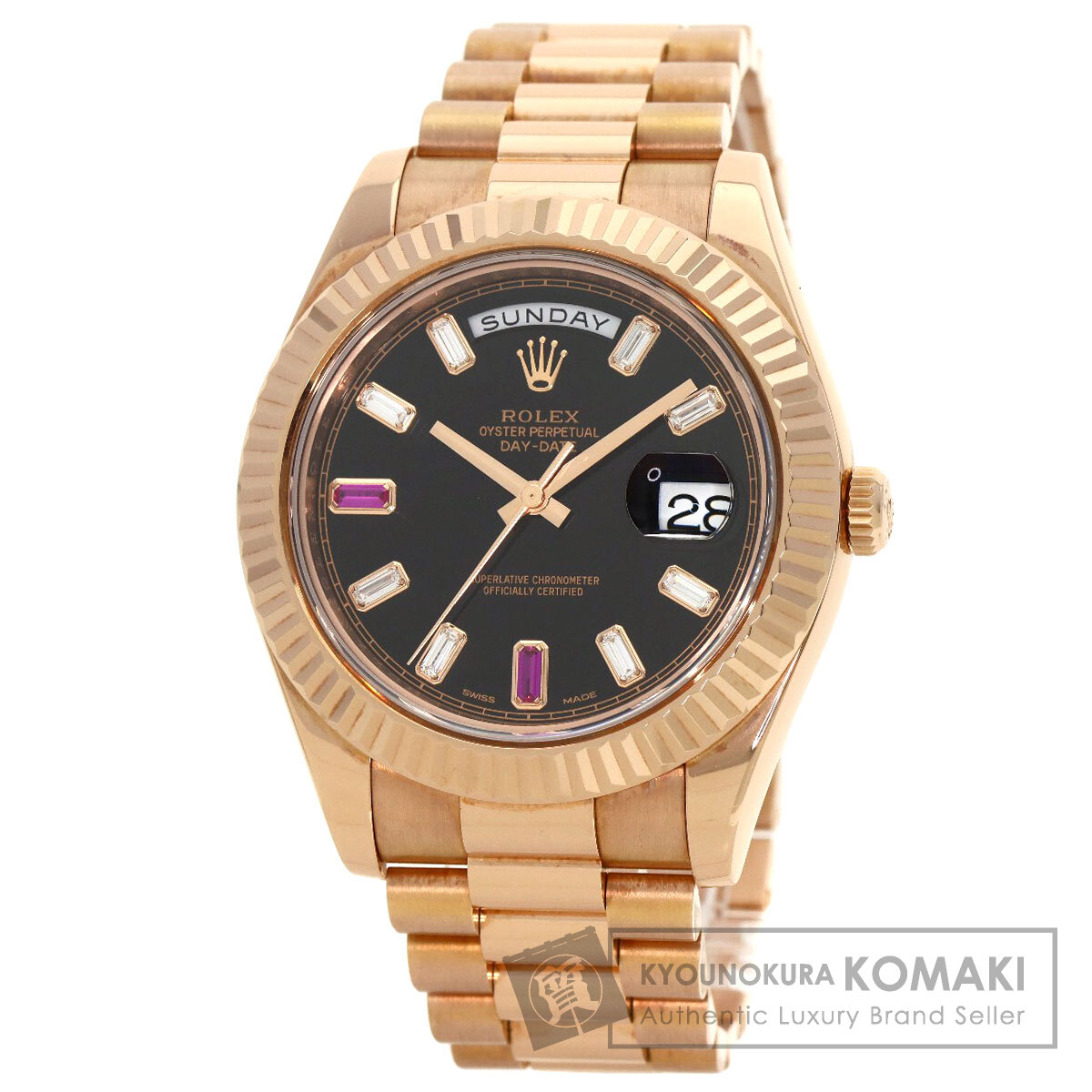 ROLEX ロレックス 218235BG デイデイト2 ダイヤモンド 2Pルビー 腕時計