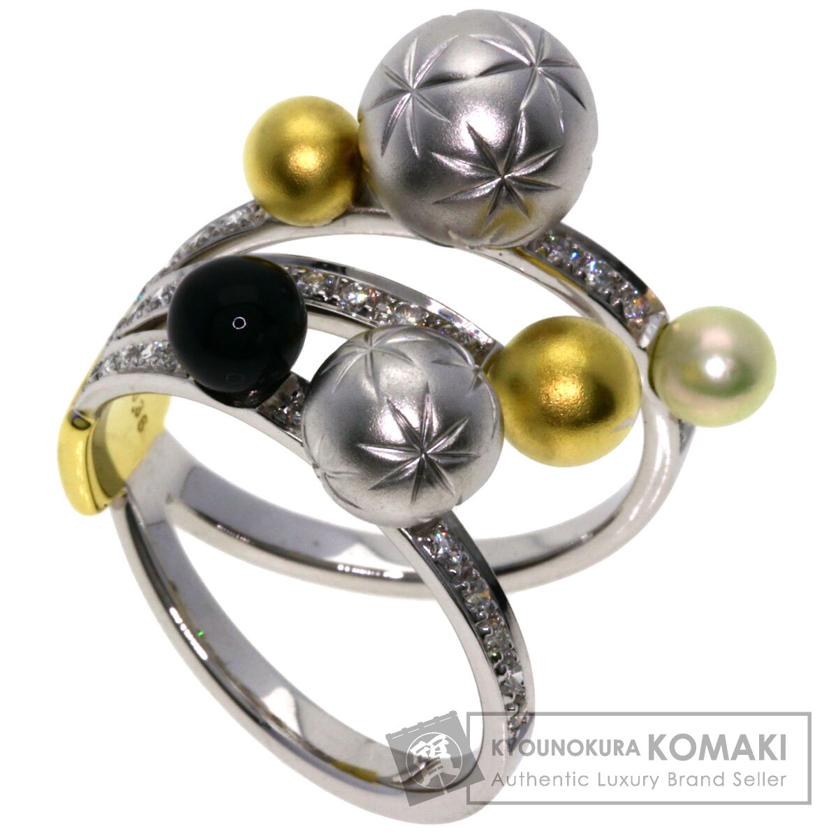 0.36ct 吉田 紋子 惑星 ダイヤモンド オニキス パール リング