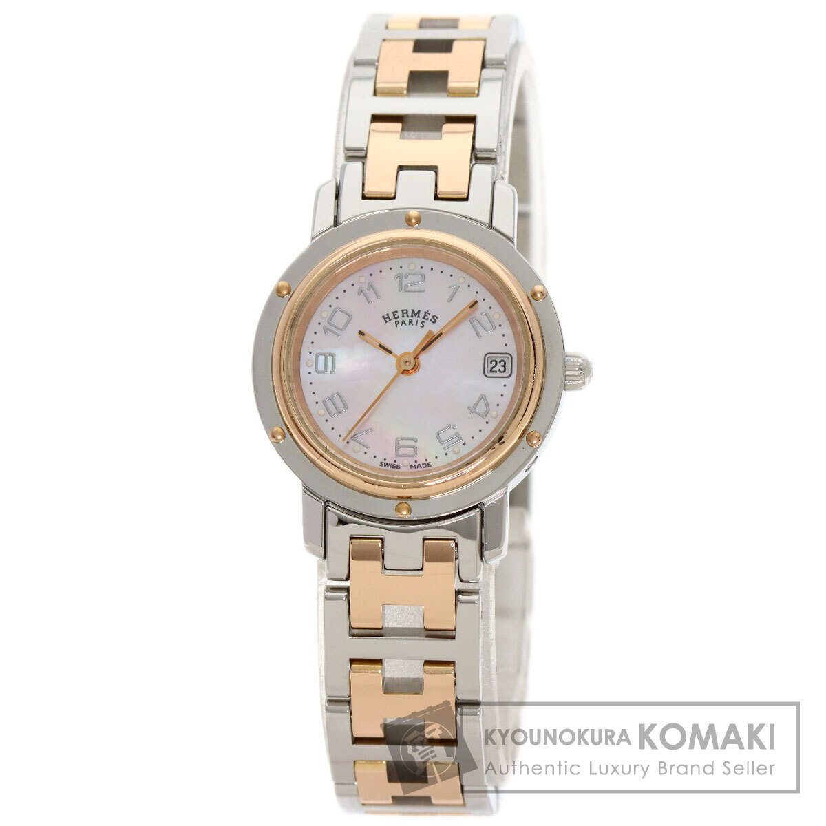 HERMES クリッパー ナクレ ピンクシェル 【1円スタート！！】電池交換