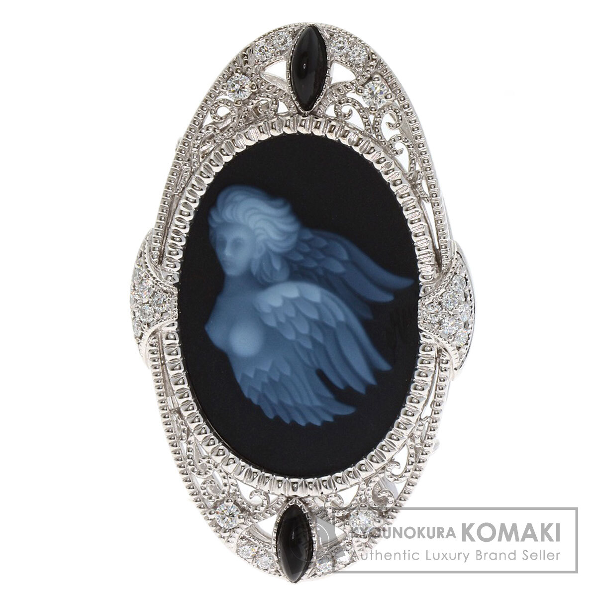 0.4ct メノウカメオ ダイヤモンド ブローチ プラチナPT950/K18WG