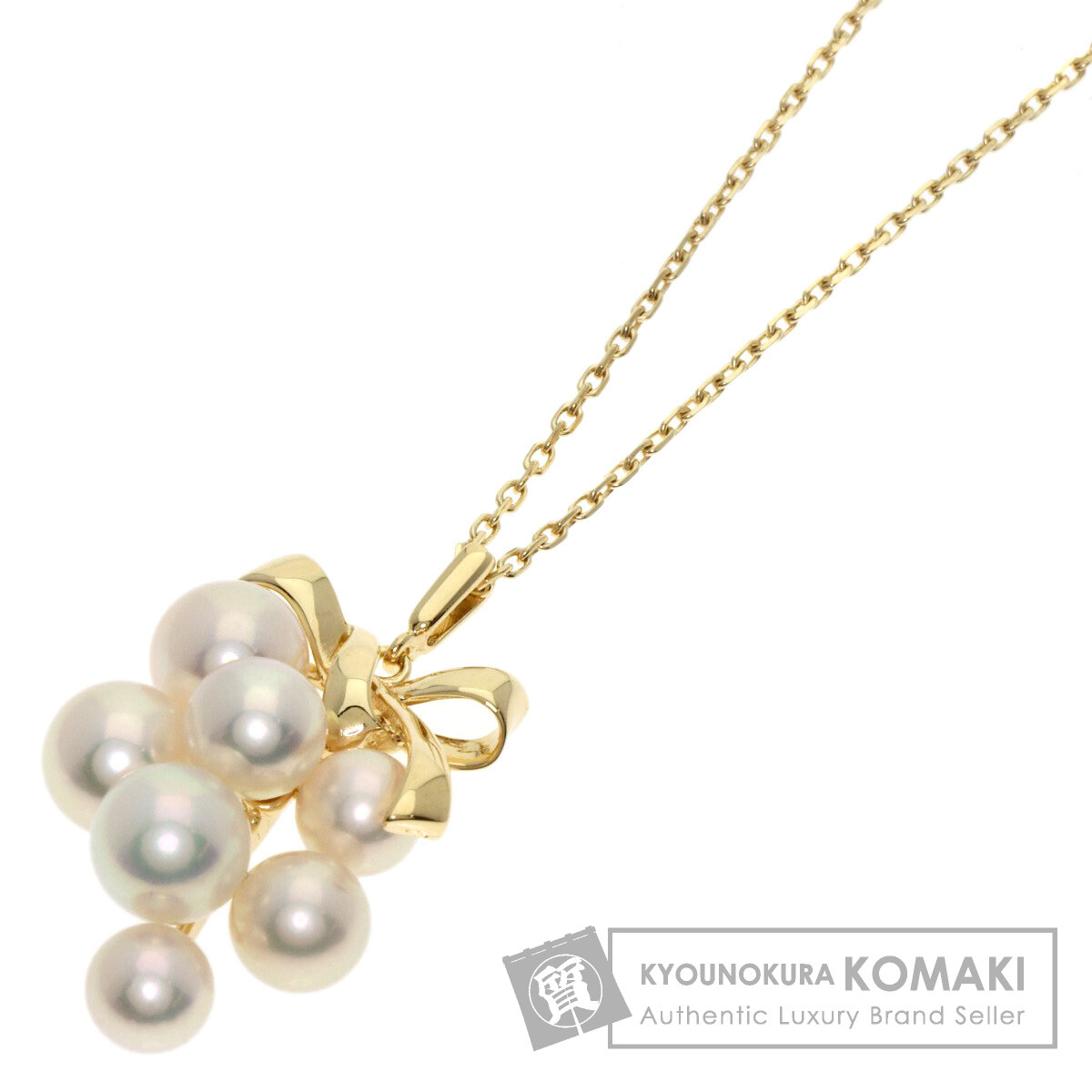 MIKIMOTO ミキモト K18 ダイヤ付 リボンモチーフ ペンダントトップ MIKIMOTO - MIKIMOTO ミキモト K18 ダイヤ付 リボンモチーフ