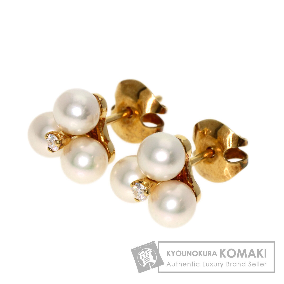 MIKIMOTO ミキモト パール 真珠 ダイヤモンド ピアス K18