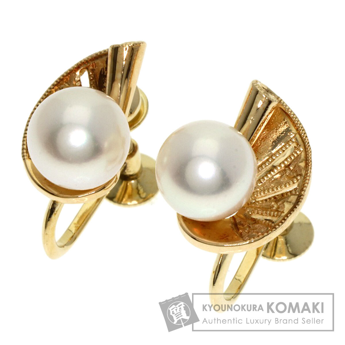 MIKIMOTO ミキモト パール 真珠 イヤリング K14イエローゴールド