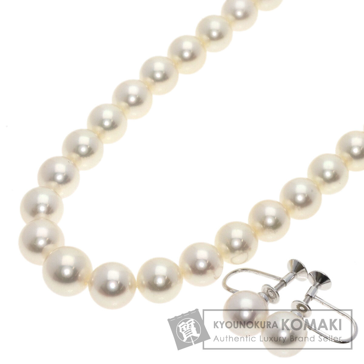 MIKIMOTO ミキモト パール ネックレス＆イヤリング　Mチャーム付 MIKIMOTO ミキモト パール 真珠 Mチャーム付き イヤリング 2点
