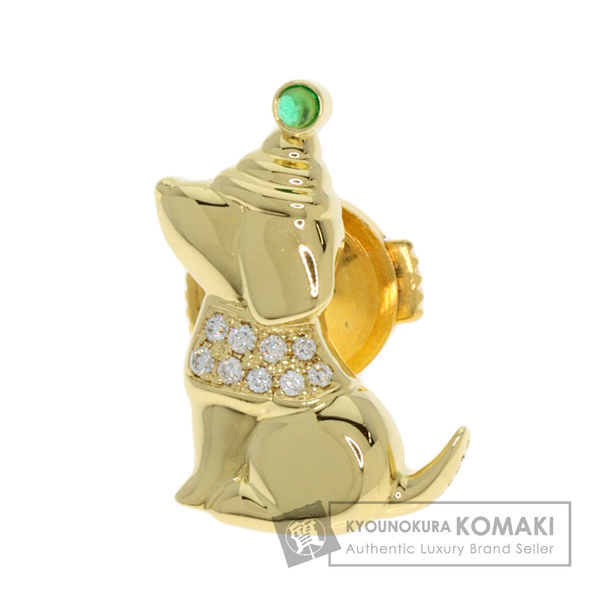 ギメル ドッグブローチ Gimel ギメル ドッグモチーフ ダイヤモンド エメラルド ピン