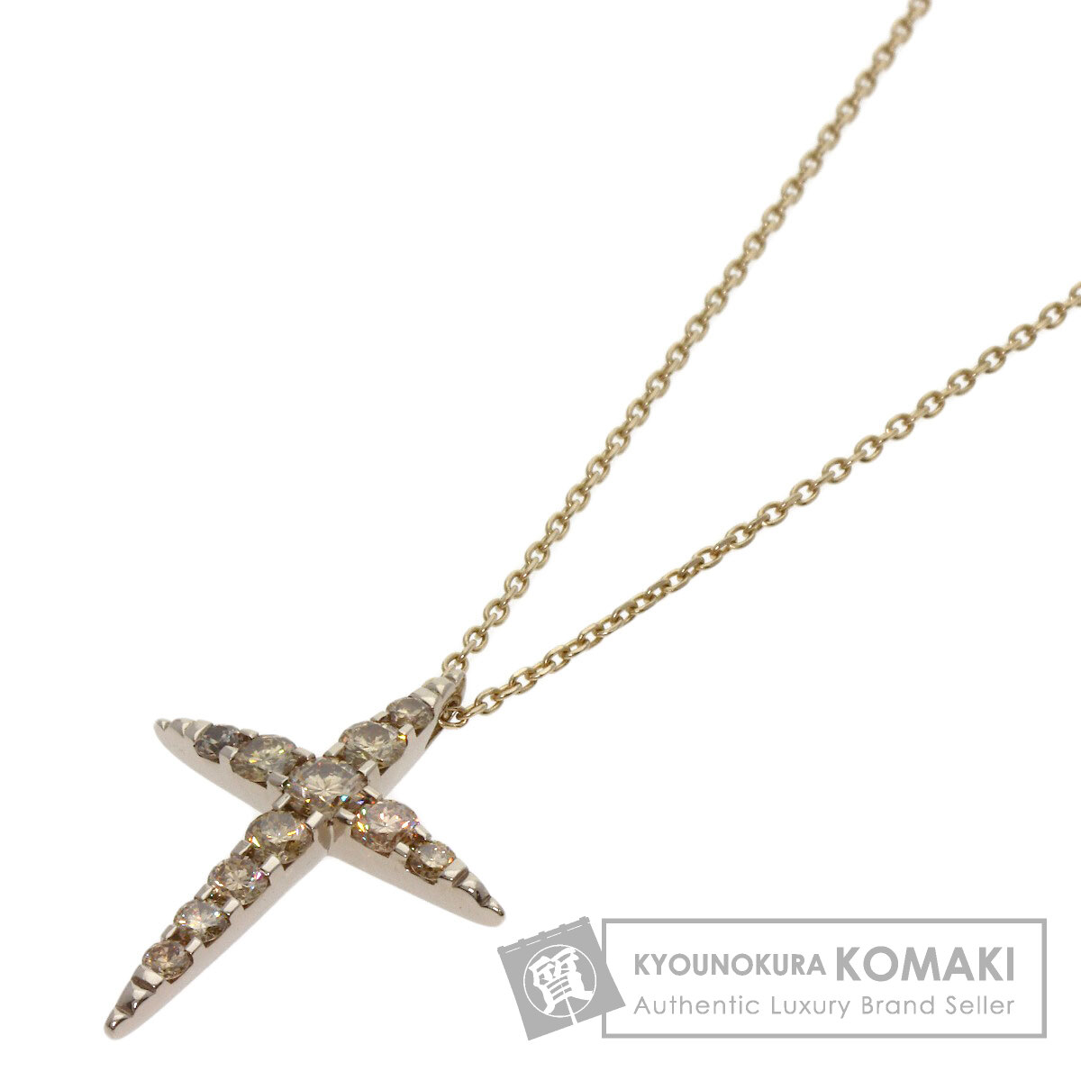 カシケイ ネックレス ネイキッドクロス ブラウン ダイヤモンド