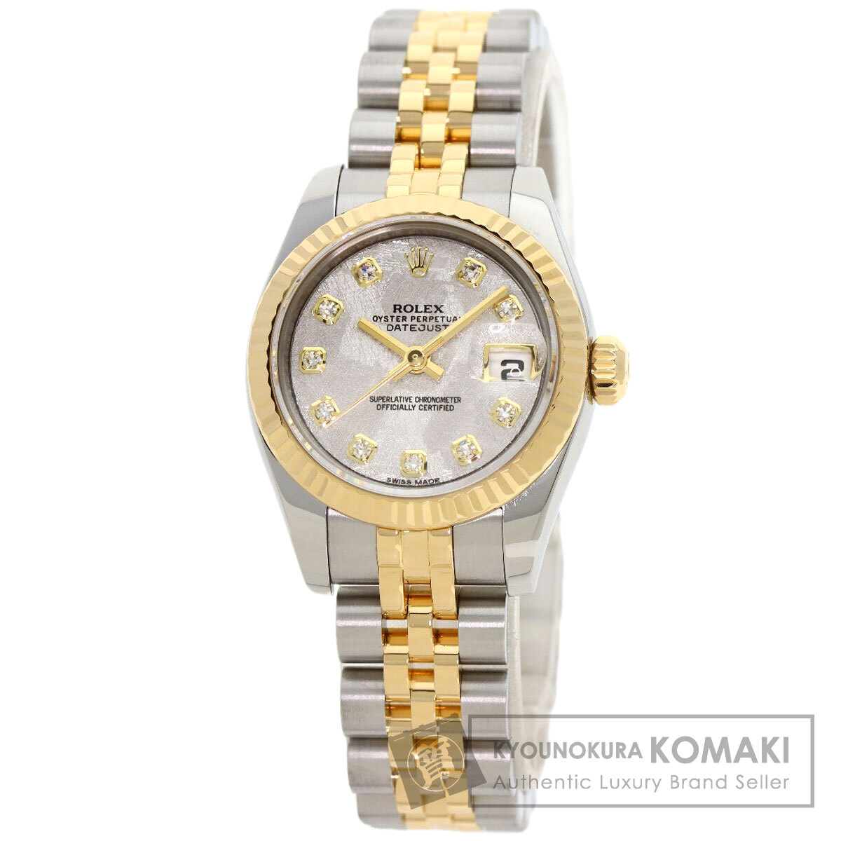 美品　ロレックス　デイトジャスト　179173 純正コマ　SS×YG ROLEX ロレックス 179173G デイトジャスト 10P ダイヤモンド メテオ