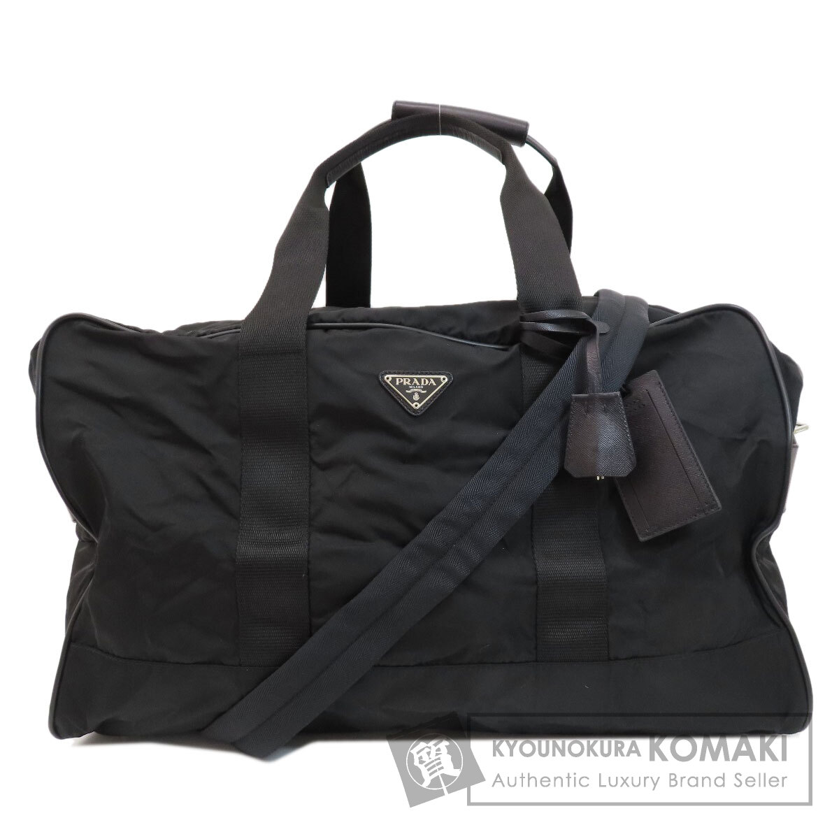 PRADA ブラック ナイロン ロゴプレート 2WAY ボストンバッグ PRADAプラダ 2way ボストンバッグ ブラック ナイロン - メルカリ