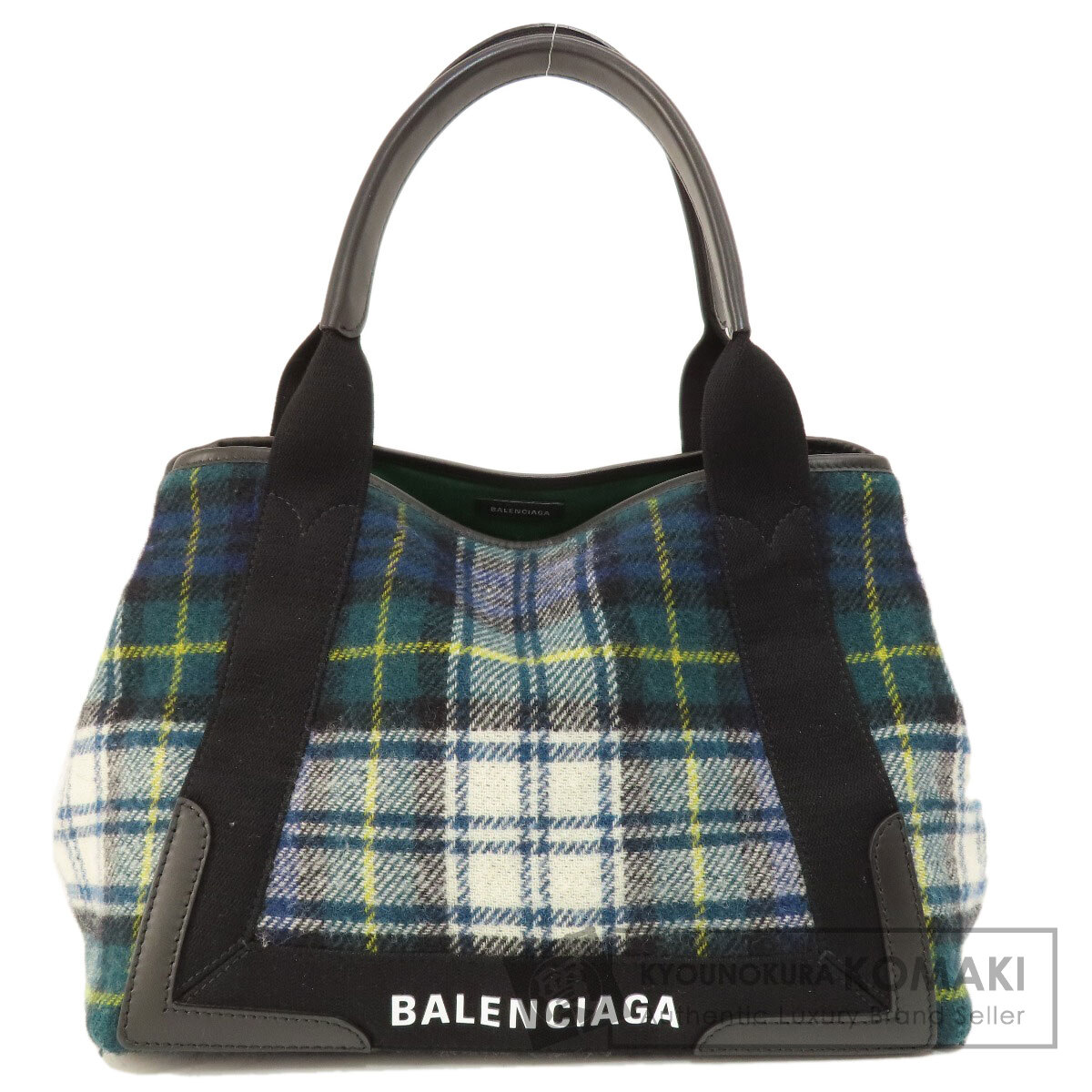 BALENCIAGA バレンシアガ 339933 ネイビーカバス チェック柄