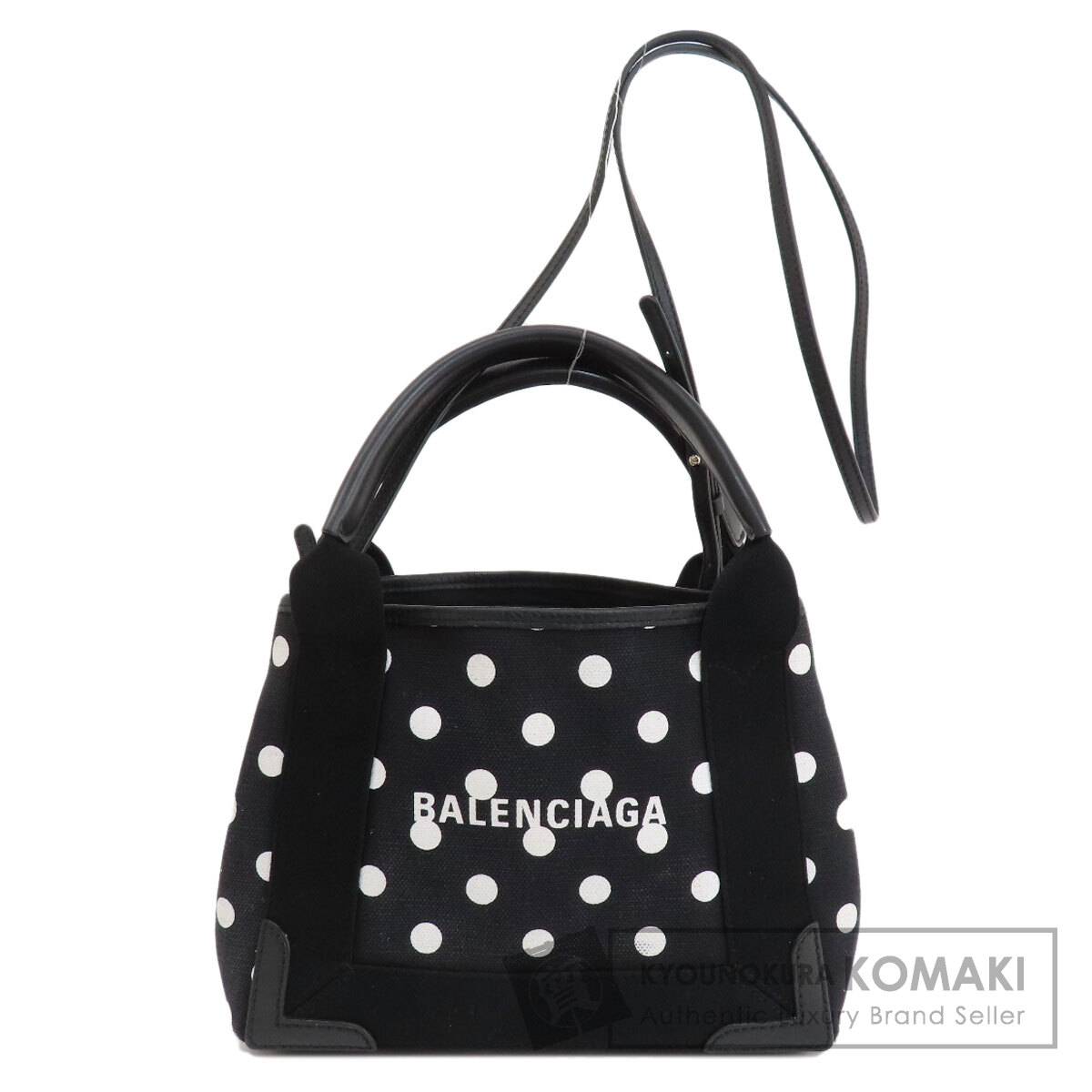 半額 50％OFFの通販 BALENCIAGA バレンシアガ ドット柄 2WAY ネイビーカバスXS トップス