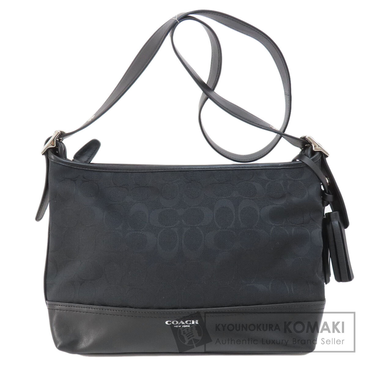 Coach ショルダーバッグ 黒 キャンバス COACH】コーチ コーティングキャンバス レザー シグネチャー
