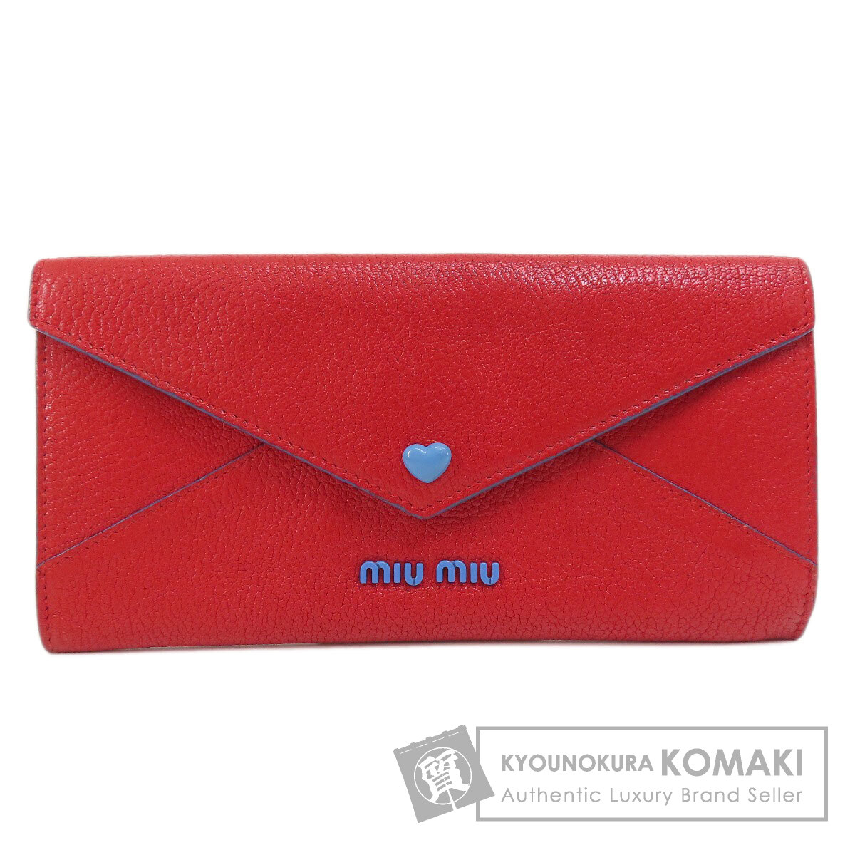 マル☆ 小銭入未使用 美品 ミュウミュウ ゴートレザー ハート 長財布 MIUMIU ミュウミュウ ハートモチーフ 長財布（小銭入れあり
