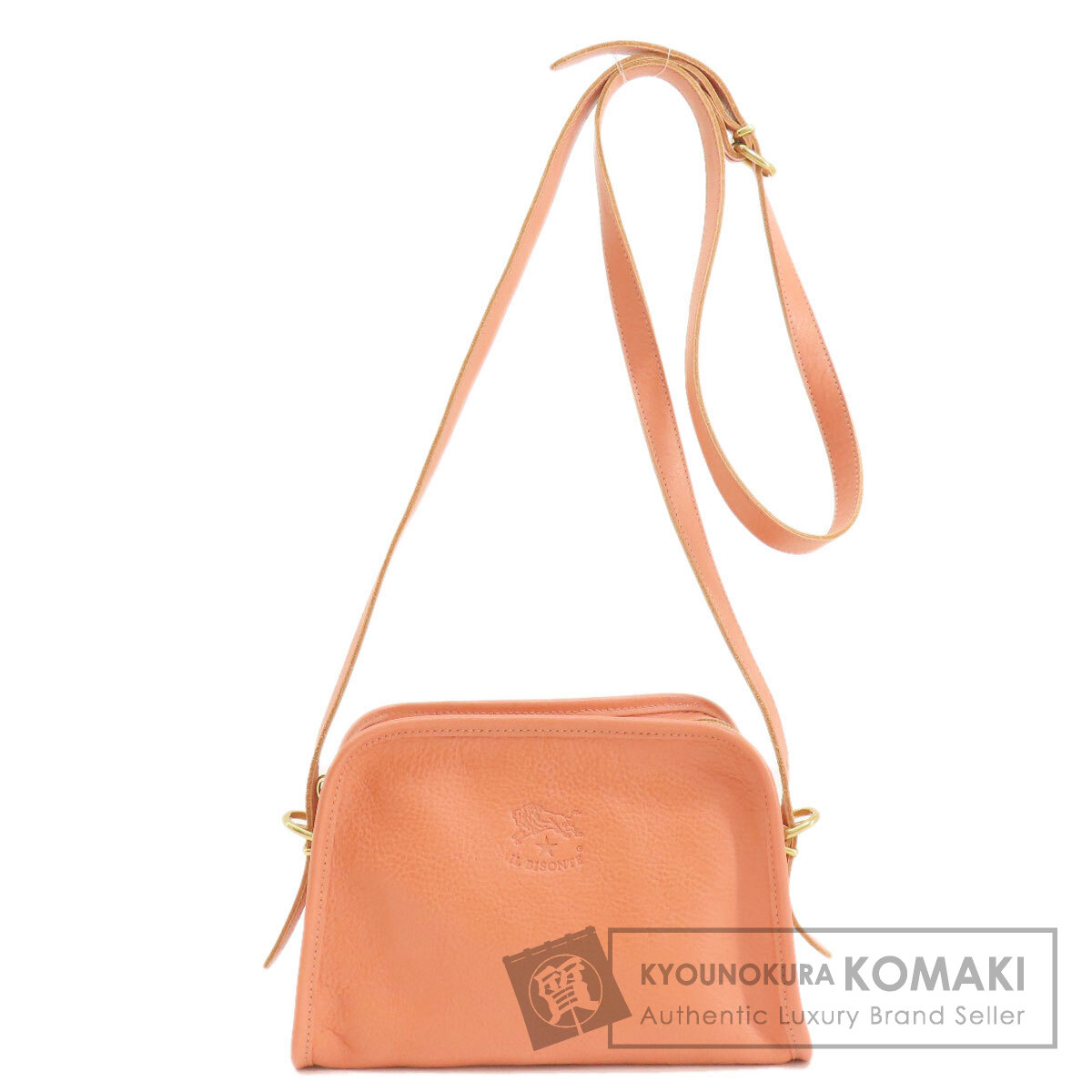 【✨希少✨】イルビゾンテ ロゴ刻印 ショルダーバッグ レザー 茶色 極美品✨】イルビゾンテ ロゴ刻印 ショルダーバッグ レザー 茶色