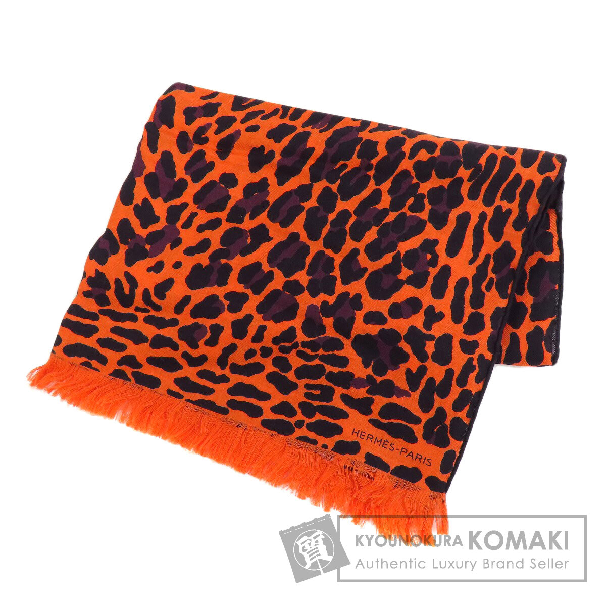 【美品】エルメス　レオパード　ストール HERMES エルメス レオパード ストール カシミヤ/シルク レディース