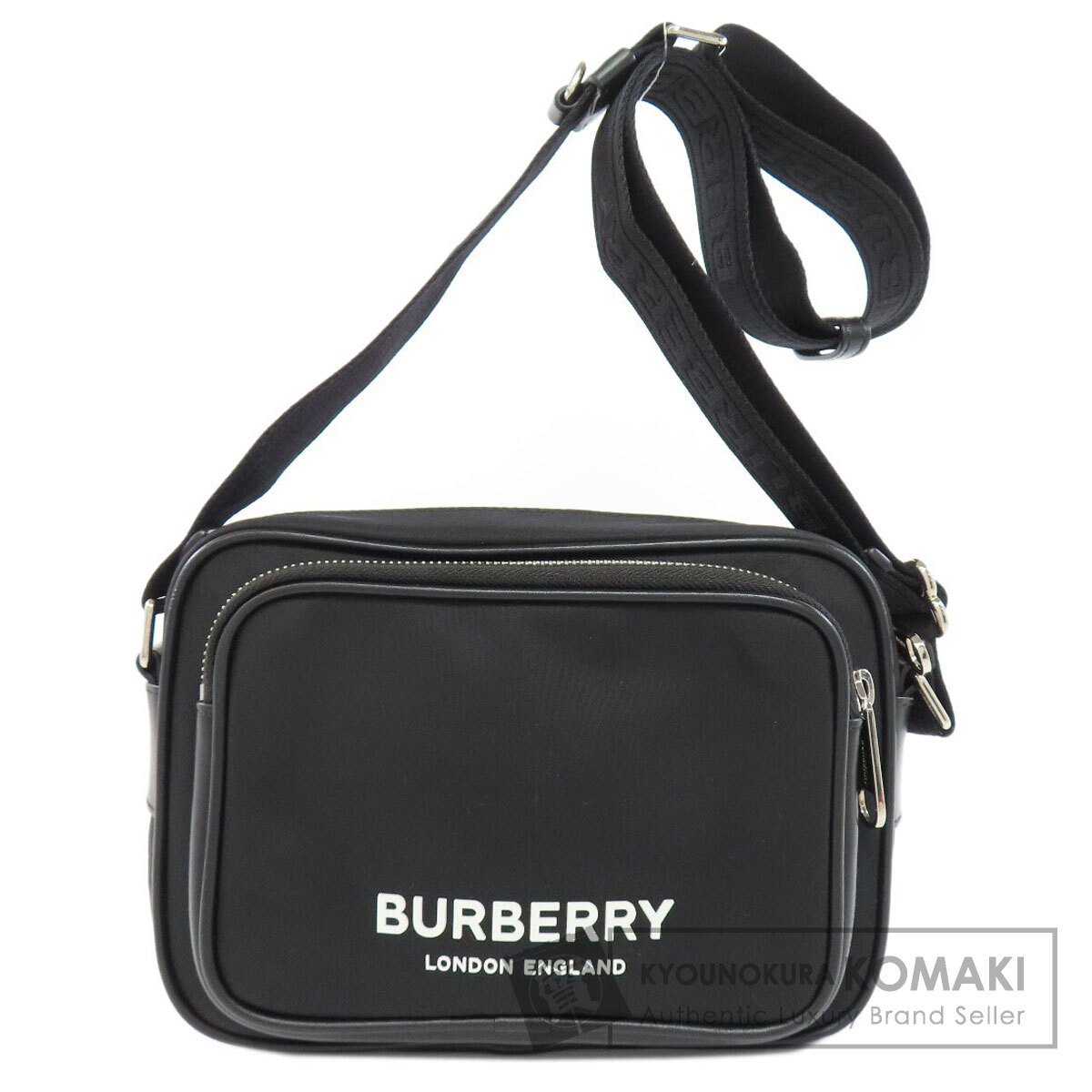 【美品】バーバリー ショルダーバッグ ロゴベルト ナイロン 黒 BURBERRY バーバリー ロゴ ショルダーバッグ ナイロン素材 メンズ