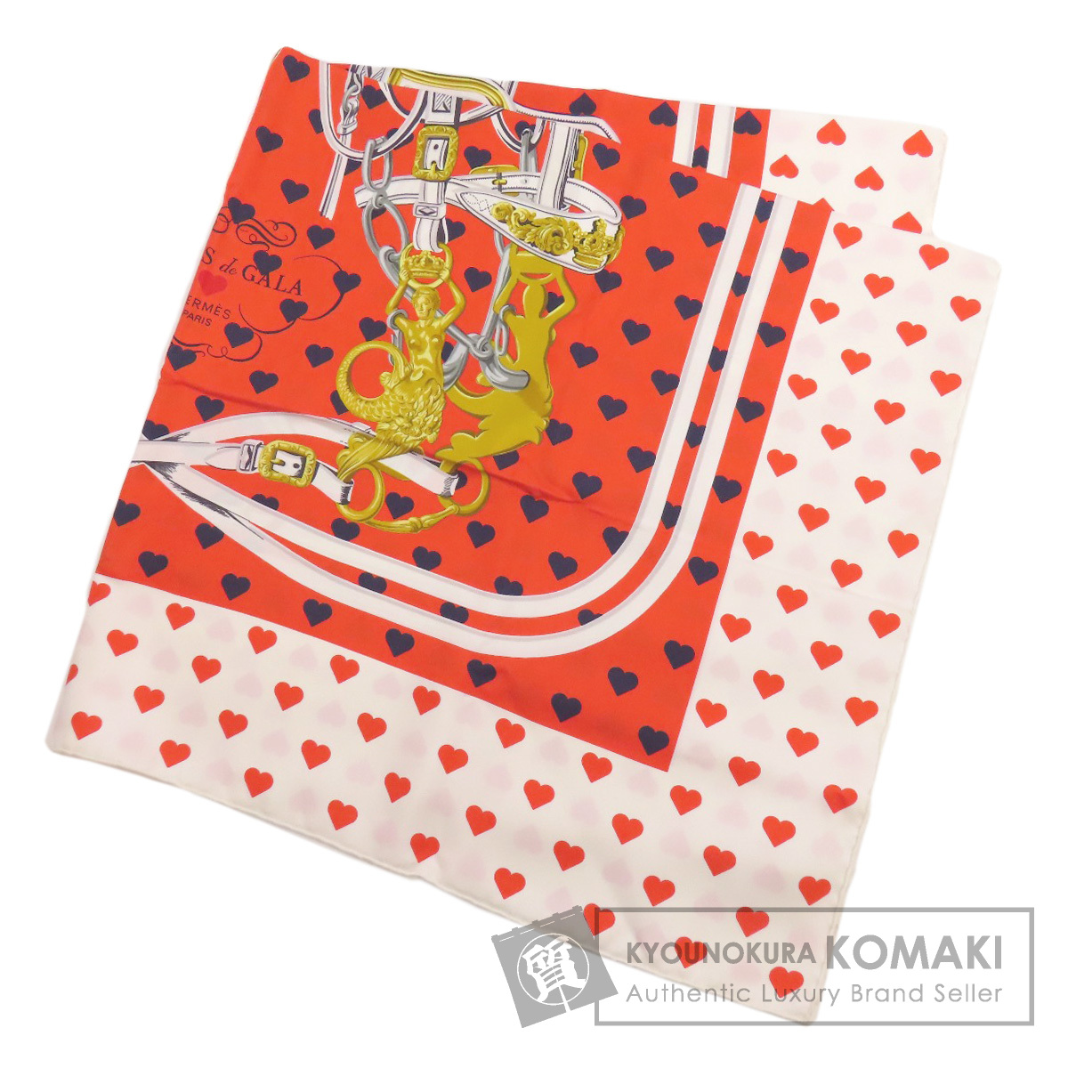 HERMES エルメス カレ90 式典用馬勒 スカーフ シルク レディース
