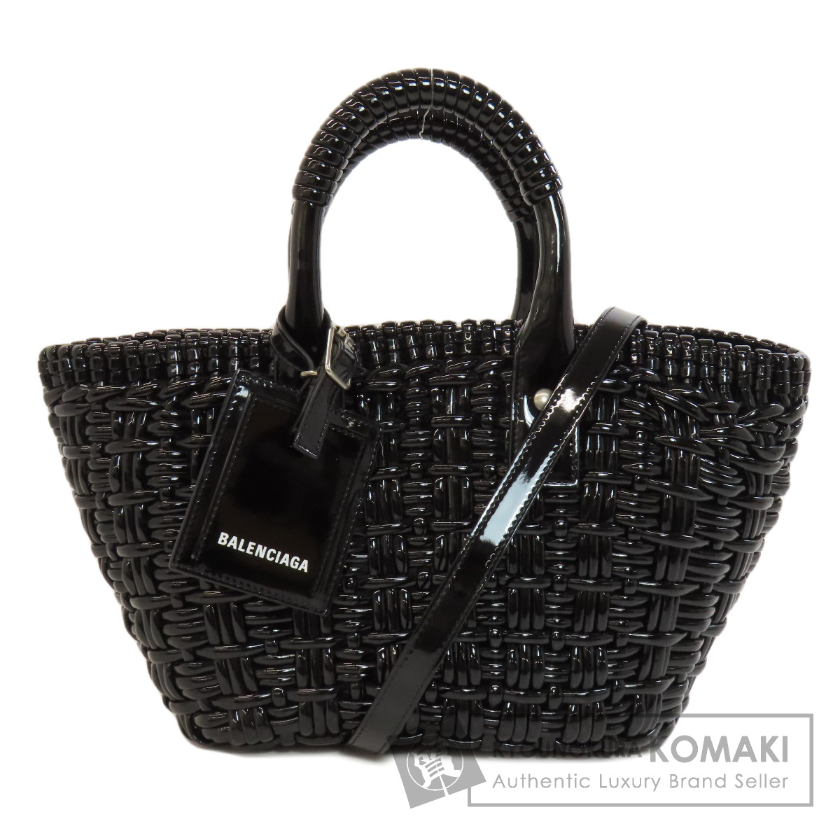 極美品　BALENCIAGA　ビストロS 2wayカゴバッグ　エナメル　黒 BALENCIAGA バレンシアガ ビストロ バスケット カゴバッグ 2Way