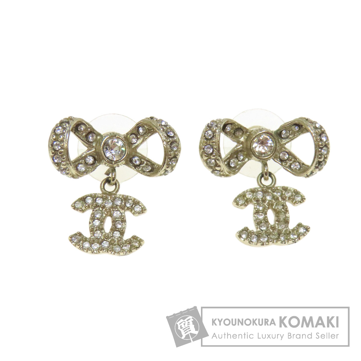 CHANEL リボンピアス ココマーク 片耳 ジャンク品 CHANEL シャネル ココマーク リボン ピアス 金属製 レディース