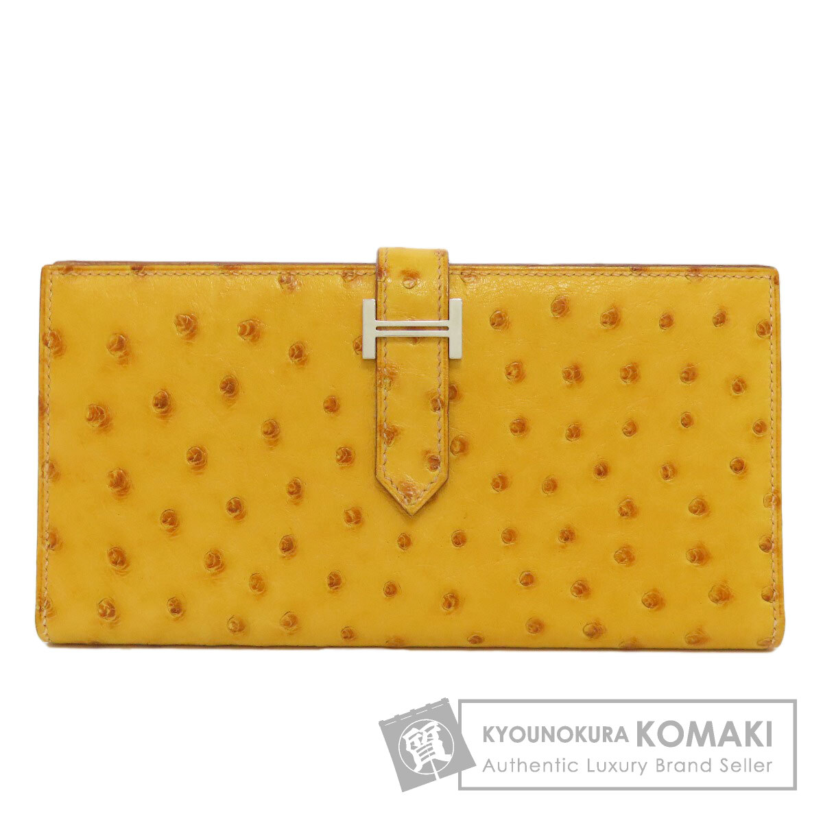 エルメス ベアンスフレ オーストリッチ 長財布 Bearn ほぼ新品 エルメス HERMES オーストリッチ ベアンスフレ