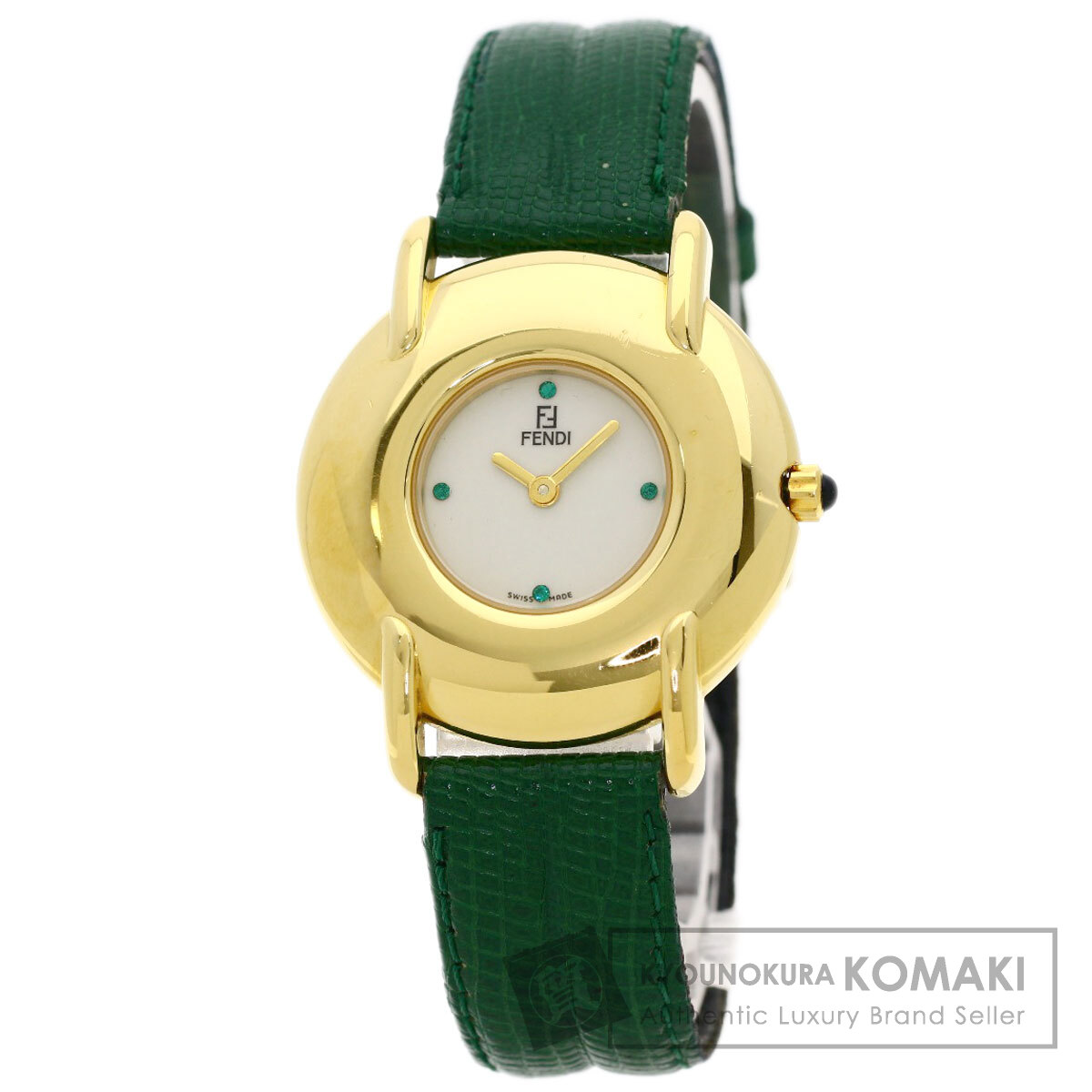 FENDI フェンディ 400J ラウンドフェイス 腕時計 GP/革 ボーイズ [中古