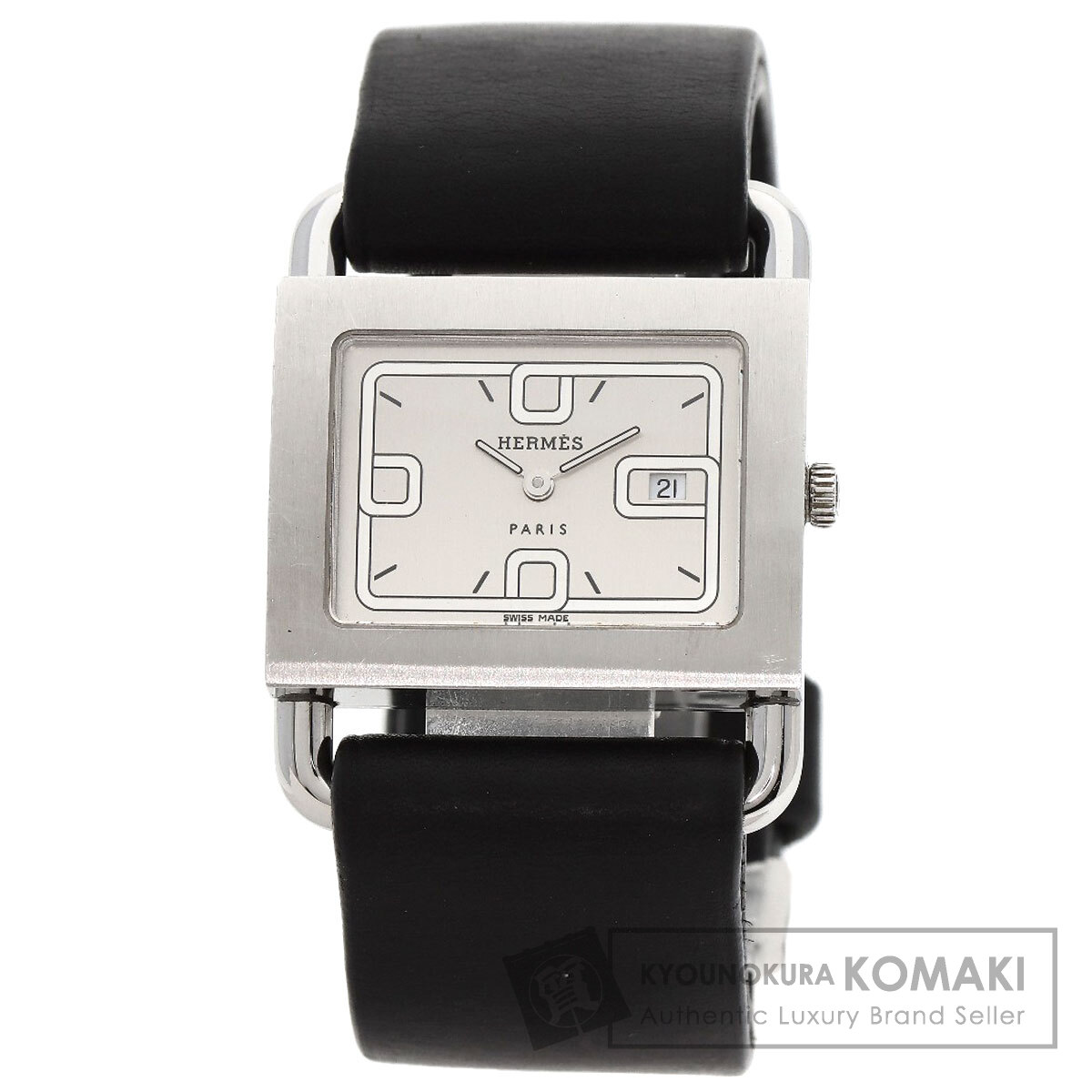 HERMES バレニア 腕時計 ブラック HERMES エルメス バレニア ウォッチ 腕時計 Lサイズ シルバー
