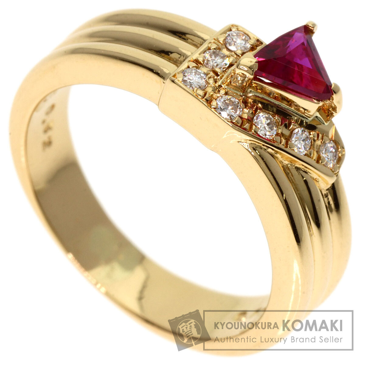 K18YG ルビー リング 0.22CT