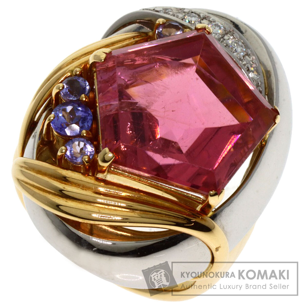福原佐智】k18/pt900 アクアマリン(11.20ct) ダイヤモンド