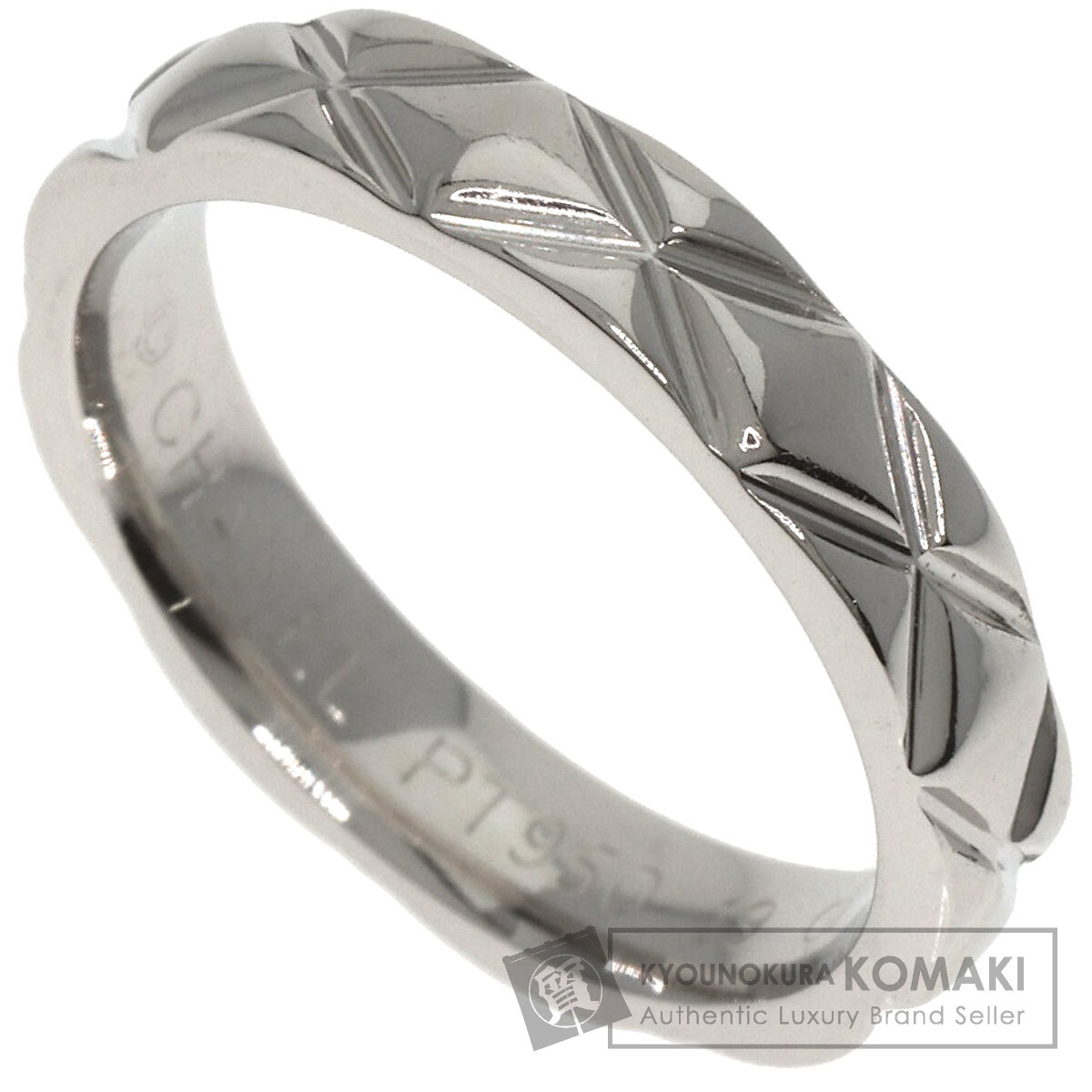 美品 シャネル マトラッセ プラチナ リング 50 9.5号 ミディアム 指輪 CHANEL シャネル マトラッセ ミディアムリング プラチナ Pt950