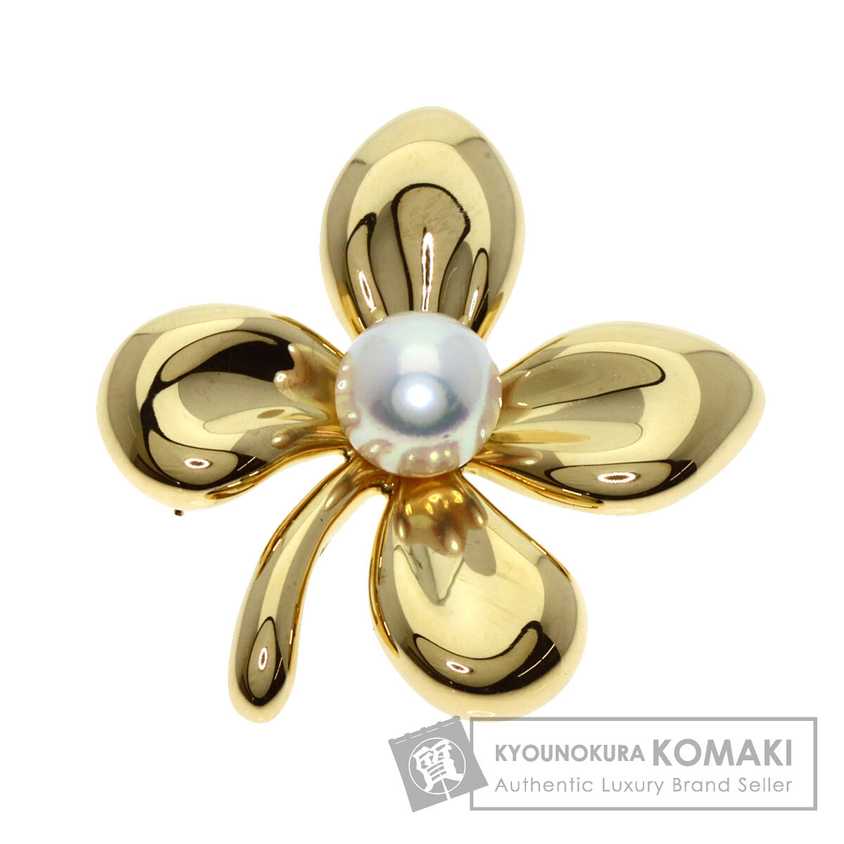 MIKIMOTO ミキモト 四つ葉 クローバー パール 真珠 ブローチ K18