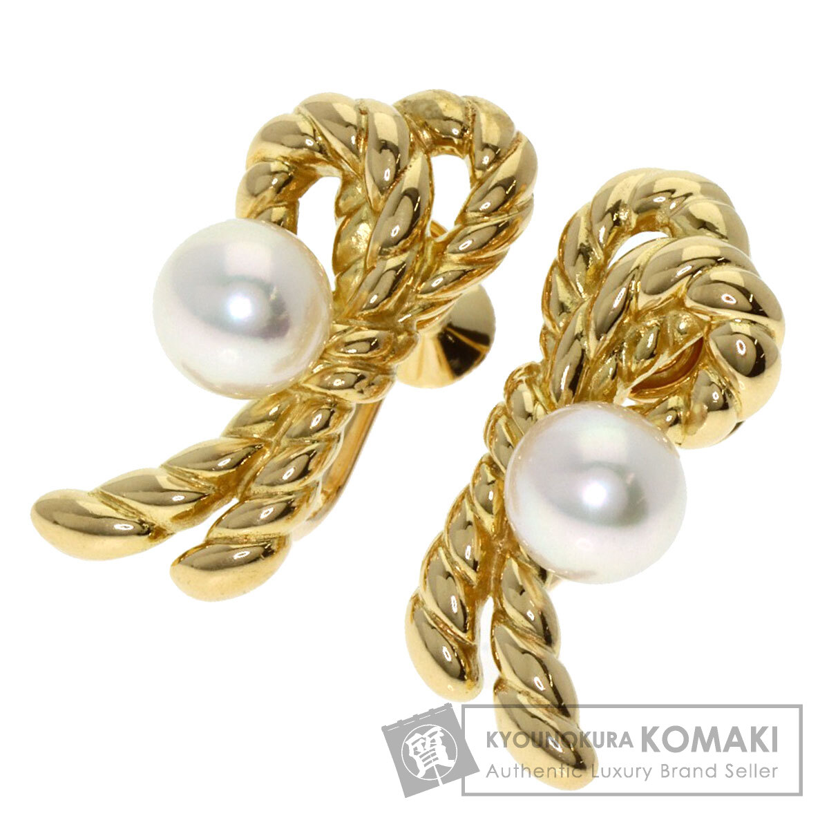MIKIMOTO ミキモト ツイストロープ パール 真珠 イヤリング K18