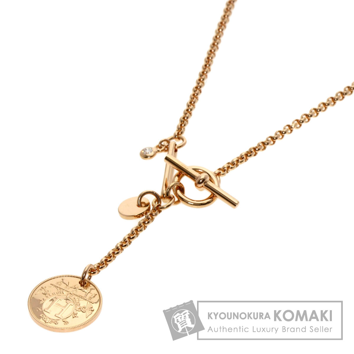 【HERMES】エクスリブリスＰＭ ネックレス 18金ピンクゴールド シルバー HERMES エルメス ネックレス エクスリブリス PM レディース シルバー