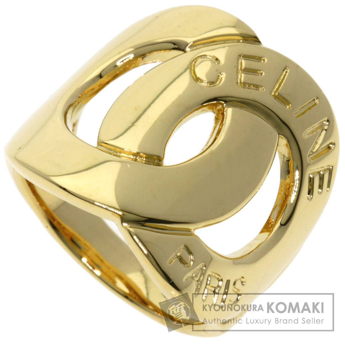 CELINE セリーヌ ロゴ ダブル サークル リング・指輪 K18イエロー